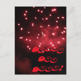Rode Vuurwerk Gelukkig Nieuwjaar Briefkaarten