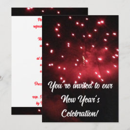 Rode Vuurwerk Nieuwjaarsuitnodigingen Kaart