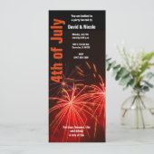 rode vuurwerk op 4 juli uitnodiging (Staand voorkant)