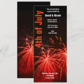 rode vuurwerk op 4 juli uitnodiging (Voorkant / Achterkant)