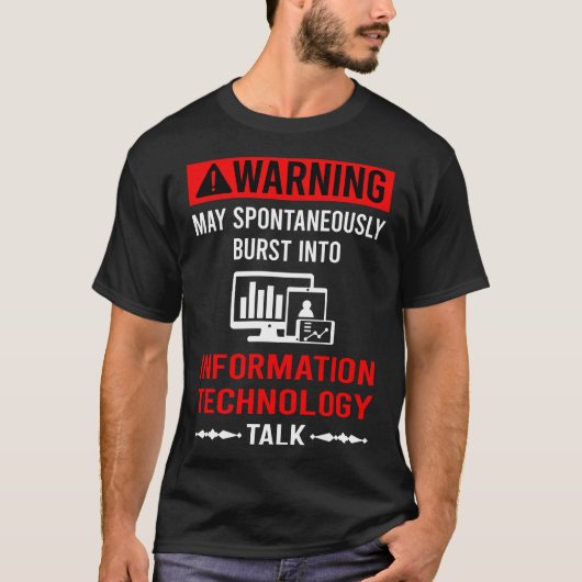rode waarschuwing informatietechnologie t-shirt (Voorkant)