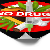 Rode waarschuwingsbord voor drugs poster (Hoek)