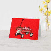 Rode Wagen Presenteert Boog Kerstmis Naam Christus Kaart (Gele Bloem)
