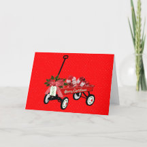 Rode Wagen Presenteert Boog Kerstmis Naam Christus