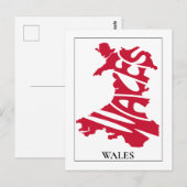 Rode Wales Typografie Kaart Persoonlijke Postkaart (Voorkant / Achterkant)