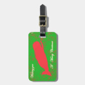 rode walvis op groen kerstbagagelabel bagagelabel (Voorkant verticaal)