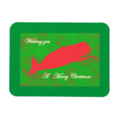 rode walvis op groene kerst magnet magneet (Horizontaal)