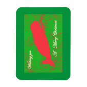 rode walvis op groene kerst magnet magneet (Verticaal)