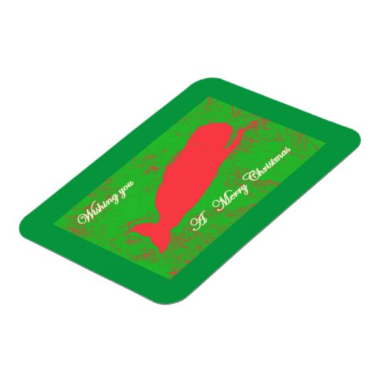 rode walvis op groene kerst magnet magneet (Linkerzijde)
