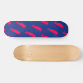 rode walvissen op blauw skateboard (Horizontaal)