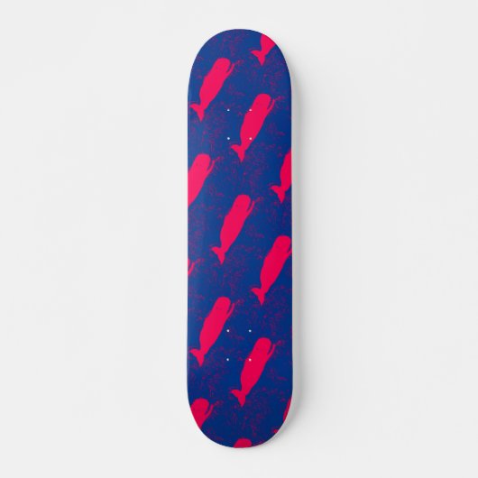 rode walvissen op blauw skateboard (Voorkant)