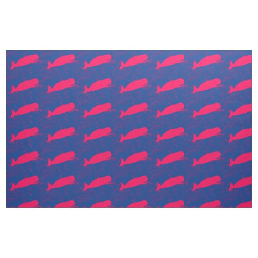 rode walvissen op blauw stof (Fat Quarter)