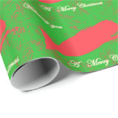 rode walvissen op groen kerstpapier cadeaupapier (Rol Hoek)