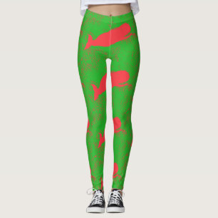 rode walvissen op groen leggings