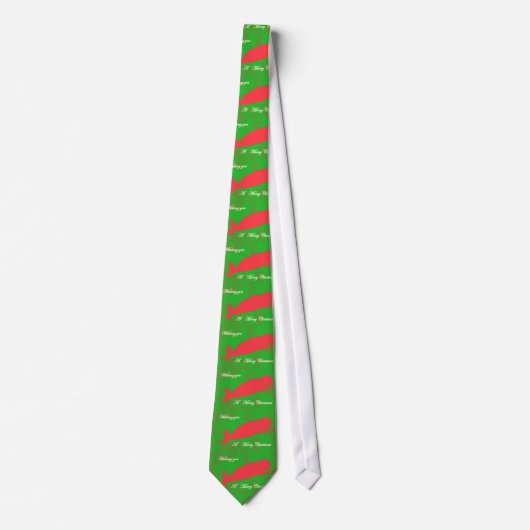 rode walvissen op groen stropdas voor kerstmis (Voorkant)