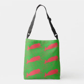 rode walvissen zijn groen crossbody tas (Achterkant)