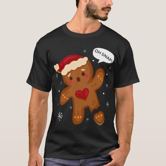 Rode wangen Oh Snap Gebroken Gingerbread Santa T-shirt (Voorkant)