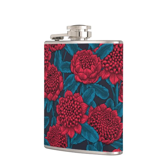 Rode waratabloemen heupfles (Links)