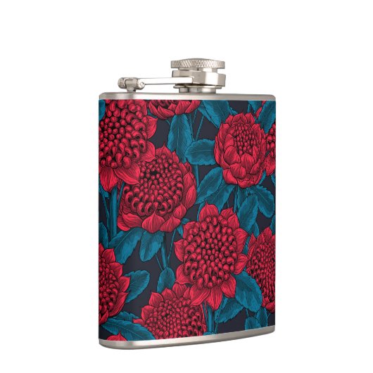 Rode waratabloemen heupfles (Rechts)