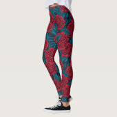 Rode waratabloemen leggings (Links)