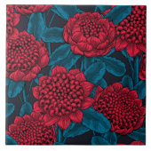 Rode waratabloemen tegeltje (Voorkant)