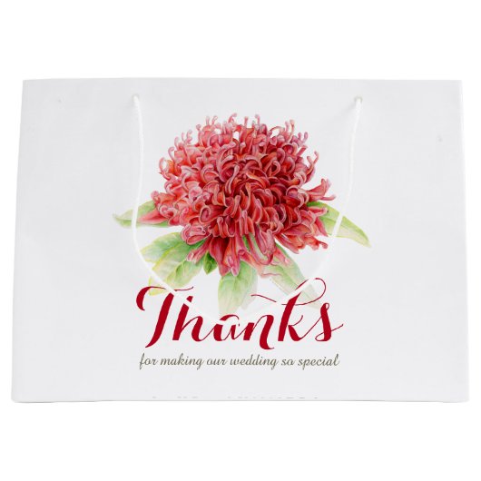 Rode waratah bloem kunst dank u bruiloft tassen groot cadeauzakje (Voorkant)