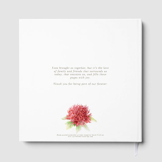 Rode waratah bloem waterverf rood wit bruiloft gastenboek (Achterkant)