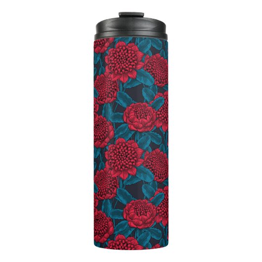 Rode waratah bloemen thermosbeker (Voorkant)