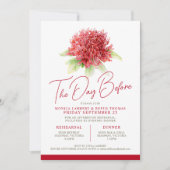 Rode waratah bloemenrepetitie dag voor bruiloft kaart (Voorkant)