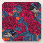 Rode waratah en sprookjes bier onderzetter (Voorkant)