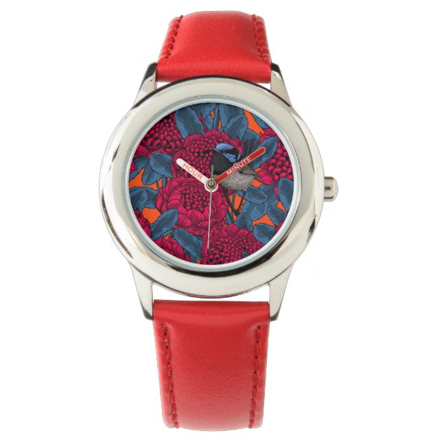 Rode waratah en sprookjes horloge (Voorkant)