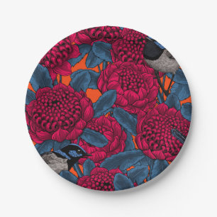 Rode waratah en sprookjes papieren bordje
