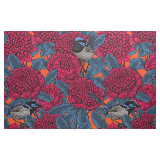 Rode waratah en sprookjes stof (Fat Quarter)