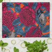 Rode waratah en sprookjes theedoek (Gevouwen)