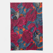 Rode waratah en sprookjes theedoek (Verticaal)