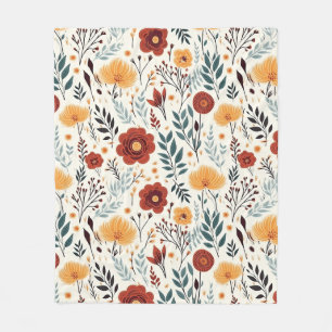 Rode warme herfstbloemen fleece deken