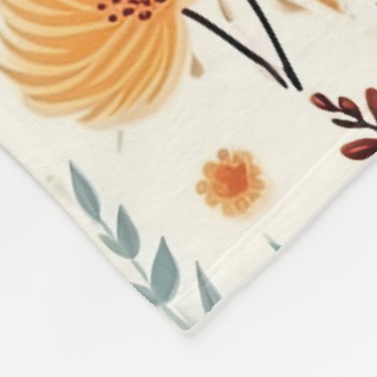 Rode warme herfstbloemen fleece deken (Hoek)