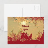 Rode warme zonsondergang landschap bomen dank je k briefkaart (Voorkant / Achterkant)