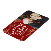 Rode Warmste Wensen Kalligrafie Kerstfoto Magneet (Linkerzijde)