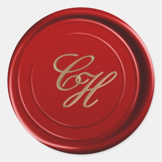Rode was monogram huwelijksinitiëlen ronde sticker (Voorkant)