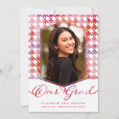 Rode was Waterverf Houndstooth Foto Afstuderen Aankondiging (Voorkant)