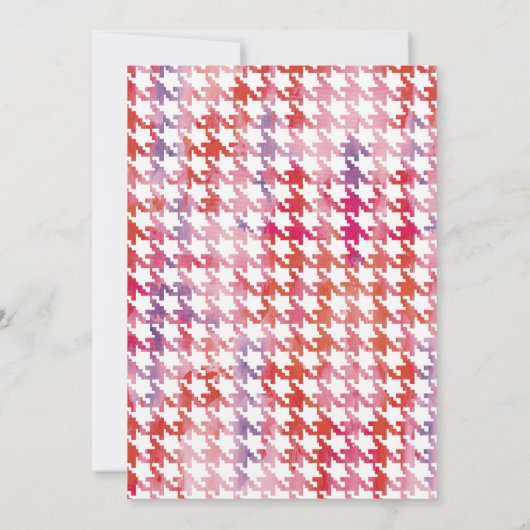 Rode was Waterverf Houndstooth Foto Afstuderen Aankondiging (Achterkant)