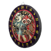 Rode wasbeer gloeit onder gouden maan dartbord (Voorkant Rechts)