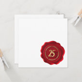 rode waszegel 25ste verjaardag kaart (Voorkant / Achterkant in situ)