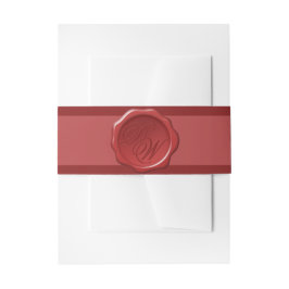 Rode waszegelmonogram 2 initialen Elegant schrift Uitnodigingen Wikkel