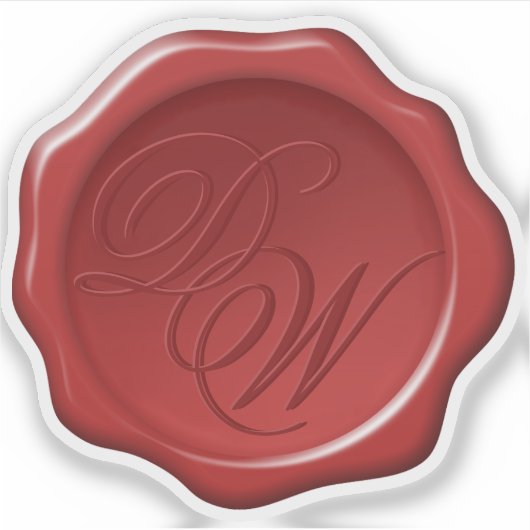 Rode waszegelmonogram 2 initialen elegante scripti sticker (Voorkant)