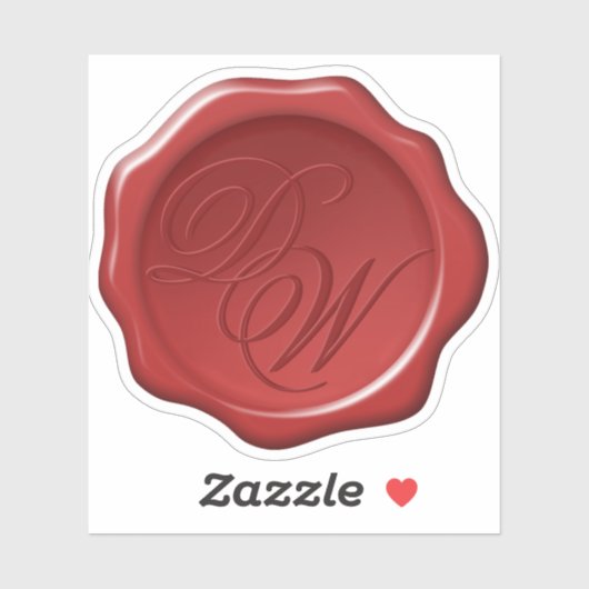 Rode waszegelmonogram 2 initialen elegante scripti sticker (Vel)