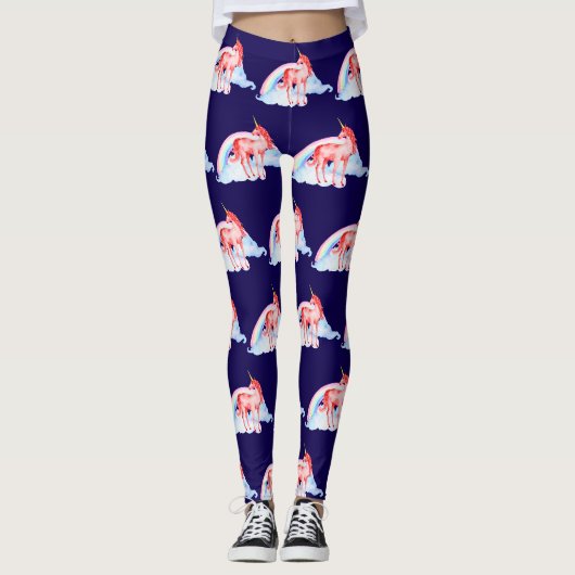 Rode Watercolor Eenhoorn Leggings (Voorkant)