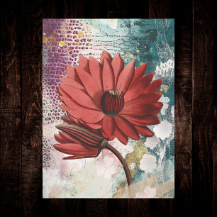 Rode Waterlelie Boho Artistieke Ephemera Journal C Tissuepapier