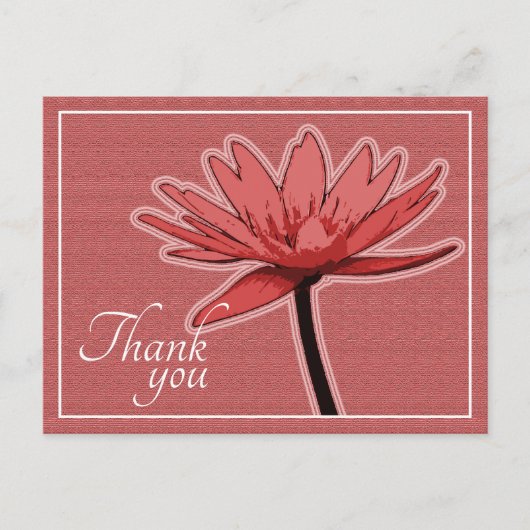 Rode Waterlelie tegen Roze Achtergrond Dank je wel Briefkaart (Voorkant)